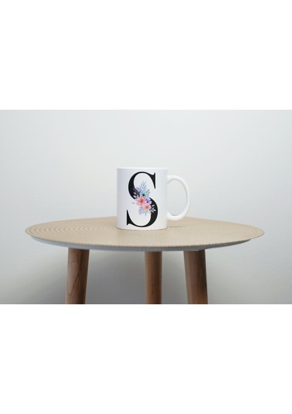 Kişiselleştirilebilir S Harfli Baskılı Premium Porselen Kupa Bardak modelleri
