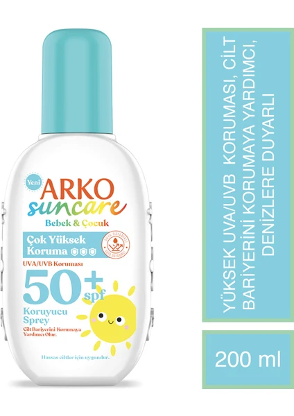 Suncare SPF50+ Çok Yüksek Korumalı Bebek & Çocuk Güneş Kremi 200 ml