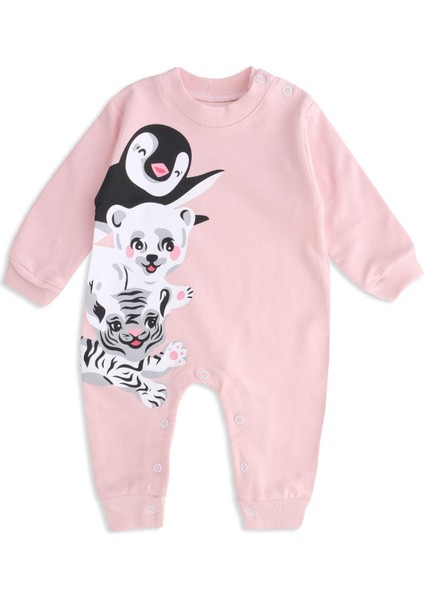 Erkek Bebek Sevimli Hayvan Baskılı Çıtçıtlı Uyku Tulumu