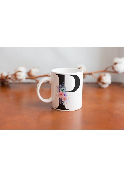 Kişiselleştirilebilir P Harfli Baskılı Premium Porselen Kupa Bardak fiyatları
