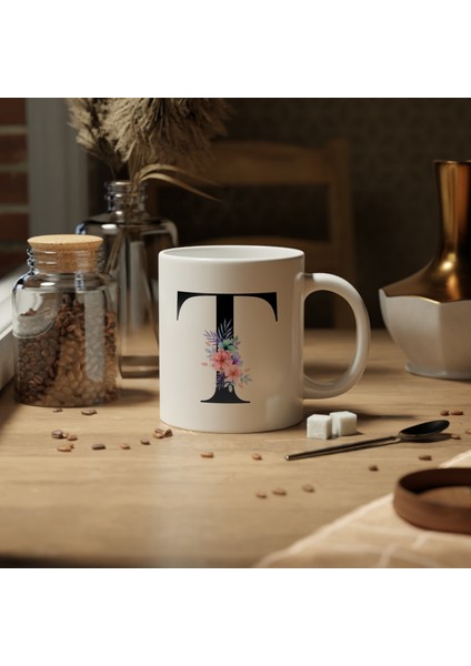Kişiselleştirilebilir T Harfli Baskılı Premium Porselen Kupa Bardak fiyatları