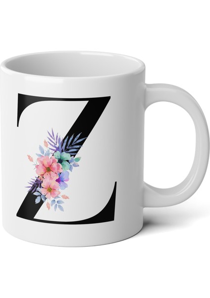 Kişiselleştirilebilir Z Harfli Baskılı Premium Porselen Kupa Bardak