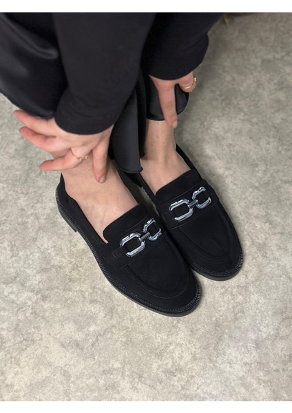 Günlük Kadın Loafer Klasik Alçak Topuklu Desenli Taban Zincirli Oval Burunlu Makosen Ayakkabı 100 modelleri