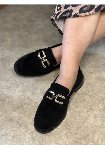 Günlük Kadın Loafer Klasik Alçak Topuklu Desenli Taban Zincirli Oval Burunlu Makosen Ayakkabı 100 modelleri