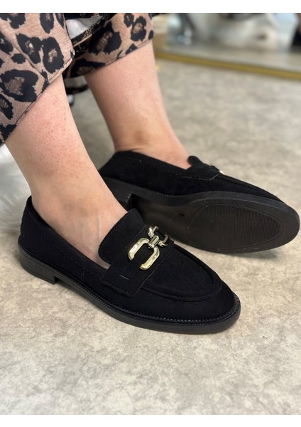 Günlük Kadın Loafer Klasik Alçak Topuklu Desenli Taban Zincirli Oval Burunlu Makosen Ayakkabı 100 fırsatları