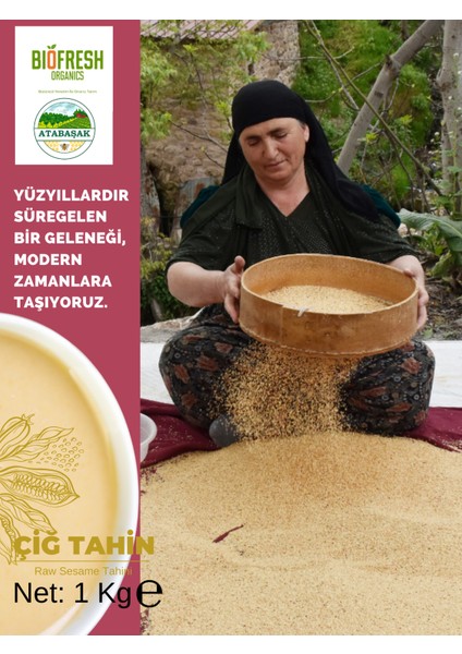 Atalık Özberk Çiğ Susam Tahini 300 Gr, Yüksek Kaliteli Yerli Susam, Glutensiz, %100 Susam