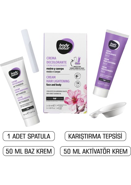 Body Natur Yüz & Vücut Için Tüy Aydınlatıcı Beyazlatıcı Krem Kırmızı Meyve Kokulu - Hair Lightening Cream 2X50ML