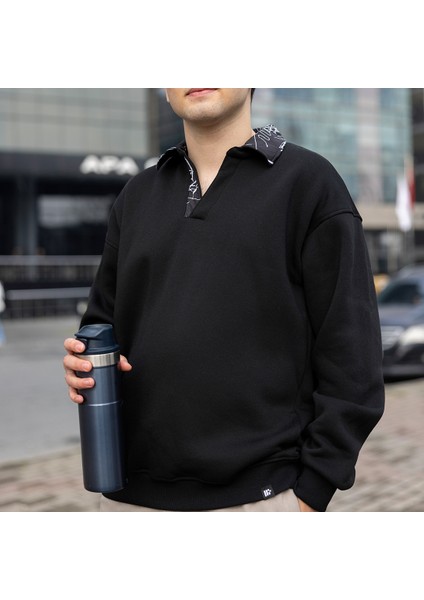 Siyah Polo Sweatshirt