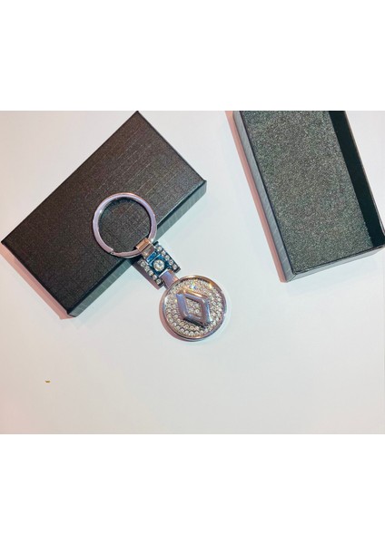 Lüx Taşlı Metal Anahtarlık Megane Clio Talisman Fluence Twingo Renault ile Uyumlu