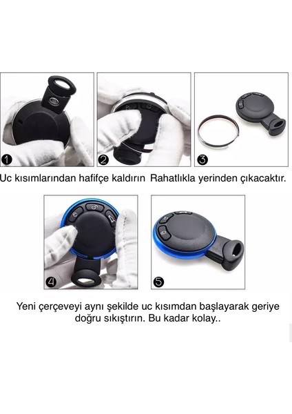 Alüminyum Kumanda Halkası - Anahtar Bilezik Mavi Renk Mini Cooper ile Uyumlu indirimleri