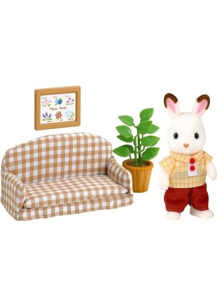 5013 Sylvanian Families, Çikolata Kulaklı Tavşan Baba ve Kanepesi , +3 Yaş