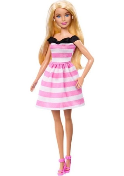 HTH66 Barbie 65.yıl Özel Pembe Elbiseli Bebek