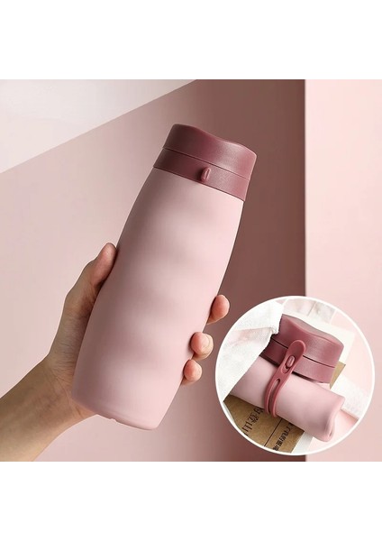 600ML Katlanabilir Gıda Sınıfı Yumuşak Silikon Flask Spor Içme Su Şişe Katlanabilir