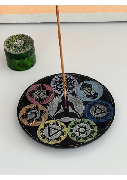 Obsidyen Taşından Yapılmış 7 Çakra Tasarım Tütsülük fiyatları