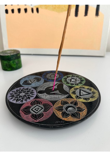 Obsidyen Taşından Yapılmış 7 Çakra Tasarım Tütsülük modelleri