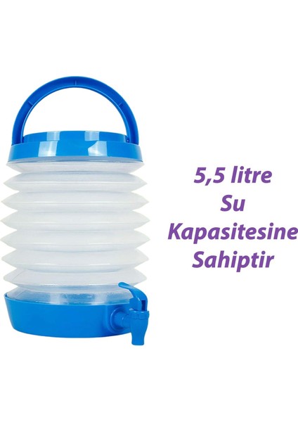 Su Sebili Ayran Meşrubat Içecek Bidonu Sebil Katlanabilir Musluklu Termos Çeşmeli Körüklü 5.5 Litre