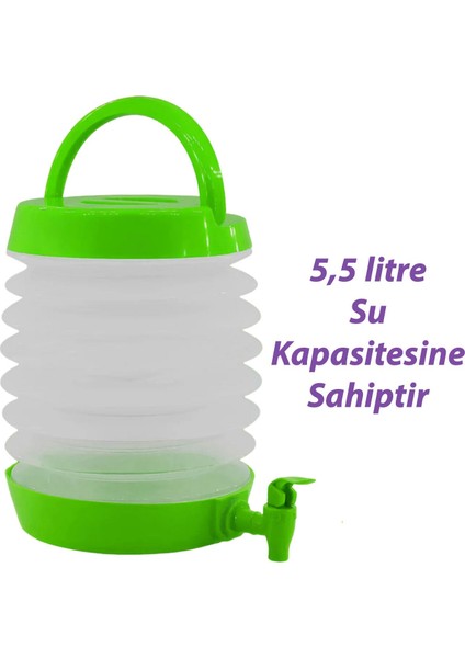 Su Sebili Ayran Meşrubat Içecek Bidonu Sebil Katlanabilir Musluklu Termos Çeşmeli Körüklü 5.5 Litre