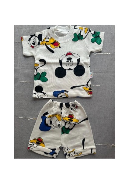 Erkek Çocuk Disney Mickey Mouse Donald Duck Goofy Pluto Şort Tişört Takım 2 Parça