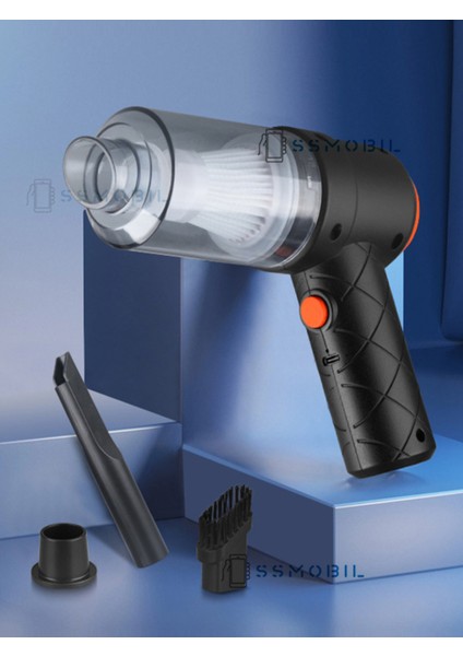 2 Yıl Ally 9000PA Güçlü Emiş Üfleme Özellikli Ev Araç Kablosuz Şarjlı El Süpürgesi 5000MAH Siyah