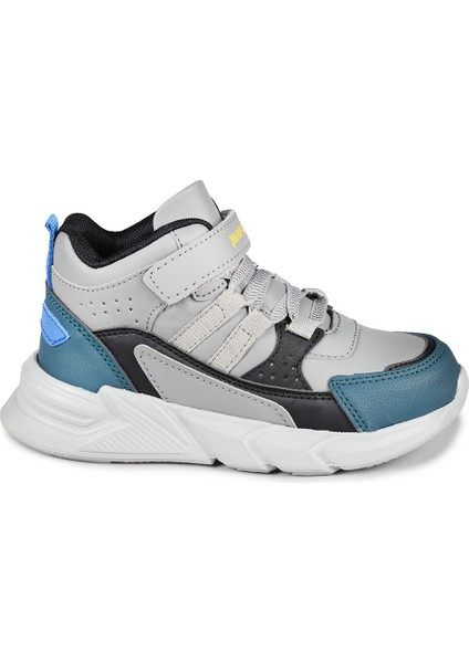 27823 Cırtlı Gri - Siyah Üniseks Çocuk Günlük Bot Spor Ayakkabı