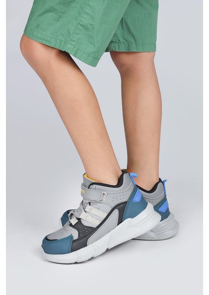 27823 Cırtlı Gri - Siyah Üniseks Çocuk Günlük Bot Spor Ayakkabı modelleri