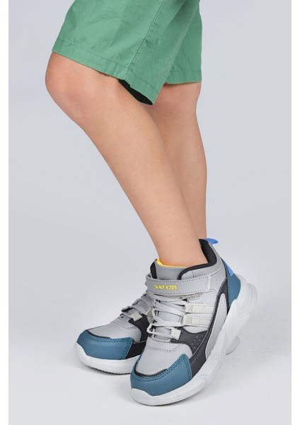 27823 Cırtlı Gri - Siyah Üniseks Çocuk Günlük Bot Spor Ayakkabı fırsatları