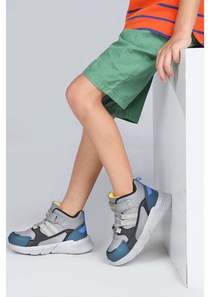 27823 Cırtlı Gri - Siyah Üniseks Çocuk Günlük Bot Spor Ayakkabı indirimleri