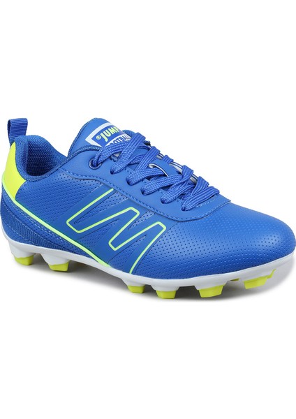 28843 Mavi - Neon Yeşil Üniseks Çocuk Çim Halı Saha Krampon Futbol Ayakkabısı