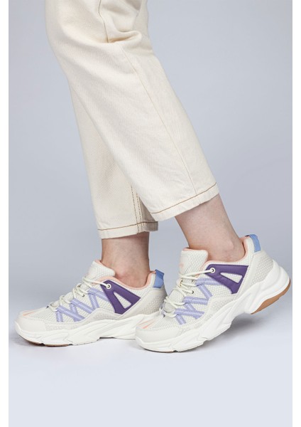 28701 Beyaz - Bej Kadın Sneaker Günlük Spor Ayakkabı