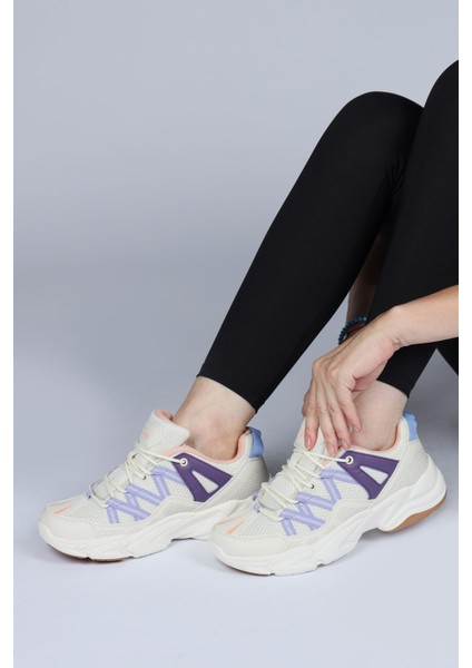 28701 Beyaz - Bej Kadın Sneaker Günlük Spor Ayakkabı