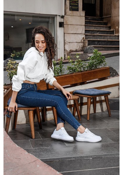 26821 Beyaz - Gri Kadın Sneaker Günlük Spor Ayakkabı indirimleri