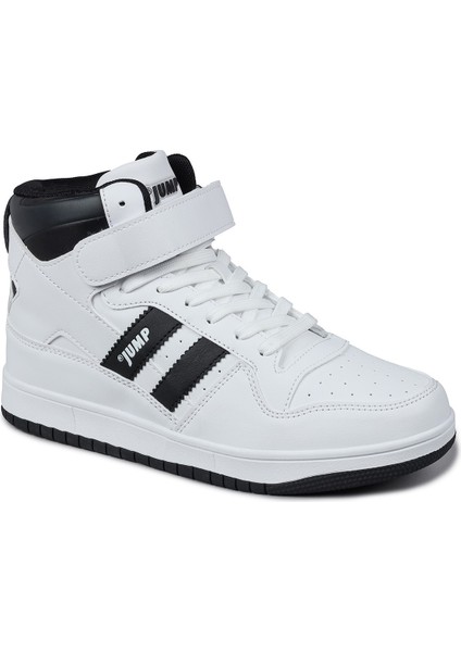 28708 Yüksek Bilekli Beyaz - Siyah Kadın Sneaker Günlük Spor Ayakkabı