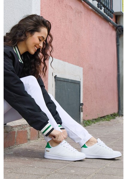 15306 Beyaz - Yeşil Kadın Sneaker Günlük Spor Ayakkabı modelleri