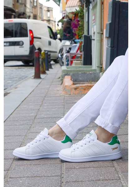 15306 Beyaz - Yeşil Kadın Sneaker Günlük Spor Ayakkabı fırsatları