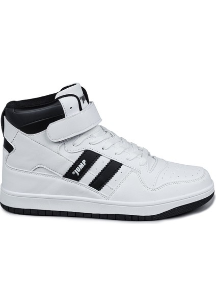 28504 Yüksek Bilekli Beyaz - Siyah Erkek Sneaker Günlük Spor Ayakkabı