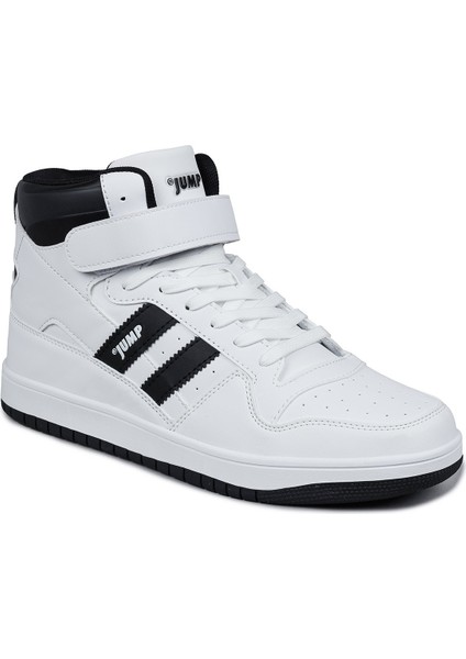 28504 Yüksek Bilekli Beyaz - Siyah Erkek Sneaker Günlük Spor Ayakkabı