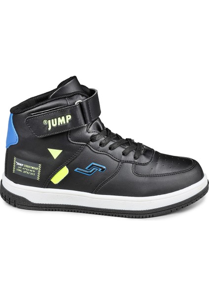 27834 Cırtlı Yüksek Bilekli Siyah - Beyaz Üniseks Çocuk Sneaker Günlük Spor Ayakkabı