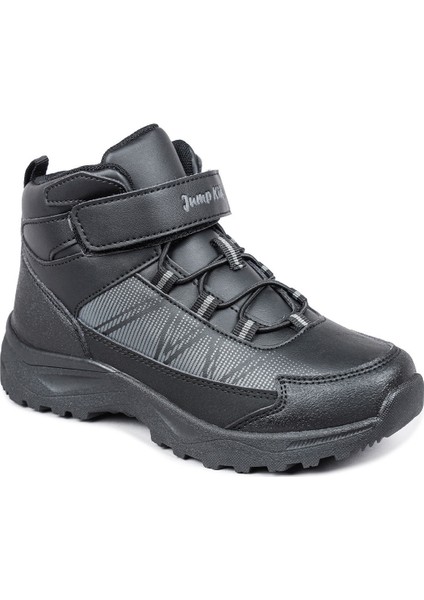 29194 Cırtlı Yüksek Bilekli Full Siyah Üniseks Çocuk Sneaker Günlük Spor Ayakkabı