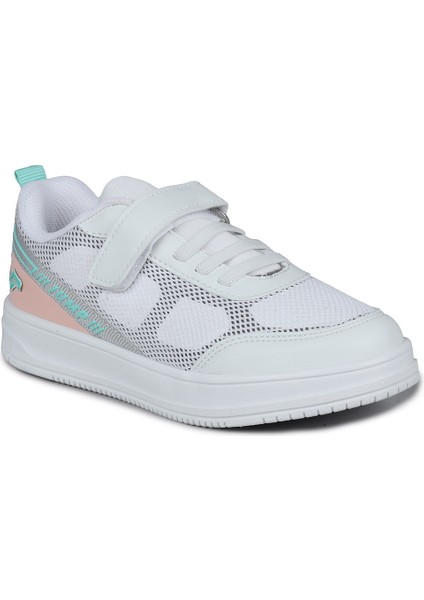 28128 Cırtlı Açık Gri - Somon Pembe Kız Çocuk Sneaker Günlük Spor Ayakkabı