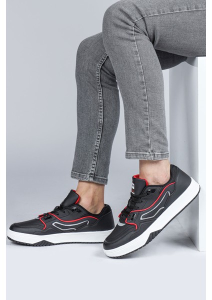 28520 Siyah - Beyaz Erkek Sneaker Günlük Spor Ayakkabı