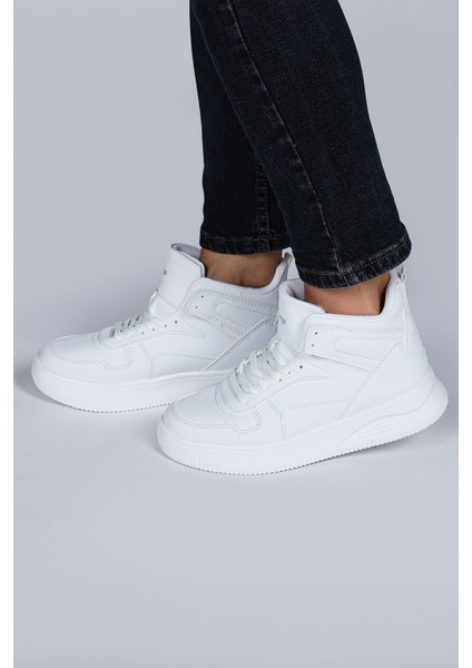 29100 Yüksek Bilekli Beyaz Kadın Sneaker Günlük Spor Ayakkabı