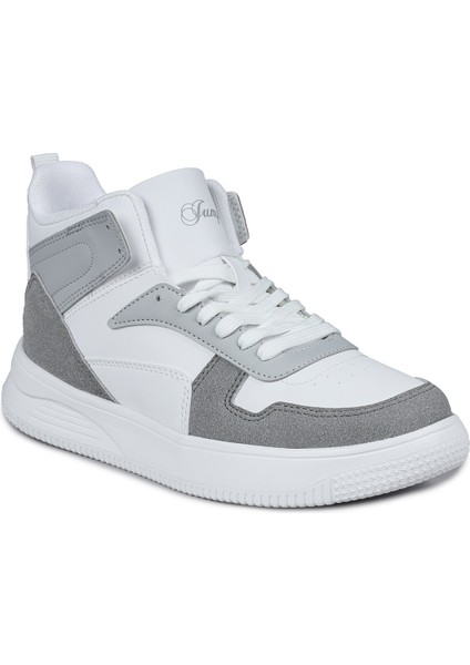 29100 Yüksek Bilekli Gri - Beyaz Kadın Sneaker Günlük Spor Ayakkabı fiyatları