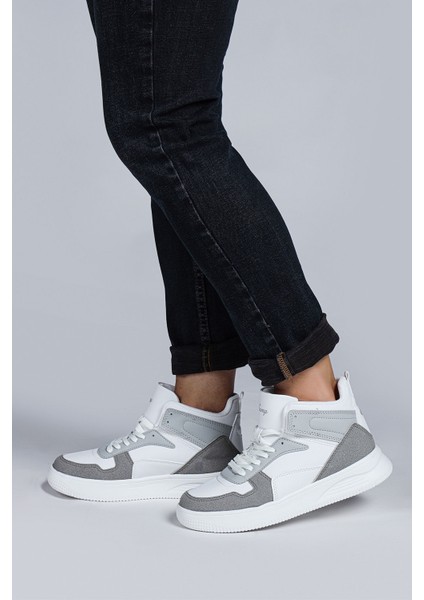 29100 Yüksek Bilekli Gri - Beyaz Kadın Sneaker Günlük Spor Ayakkabı indirimleri