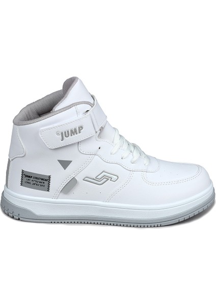 27835 Cırtlı Yüksek Bilekli Beyaz Genç Sneaker Günlük Spor Ayakkabı