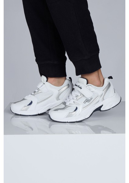 29203 Cırtlı Beyaz - Gri Üniseks Çocuk Sneaker Günlük Spor Ayakkabı modelleri