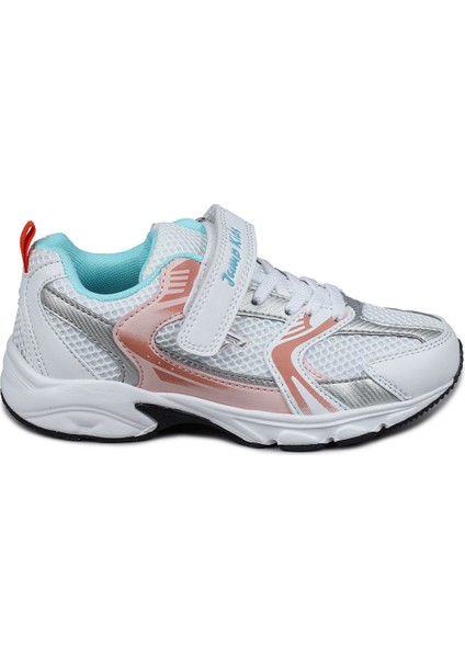 29203 Cırtlı Beyaz - Turuncu Kız Çocuk Sneaker Günlük Spor Ayakkabı