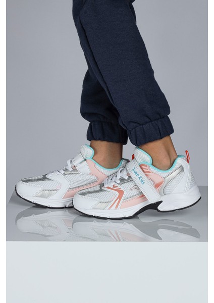 29203 Cırtlı Beyaz - Turuncu Kız Çocuk Sneaker Günlük Spor Ayakkabı modelleri