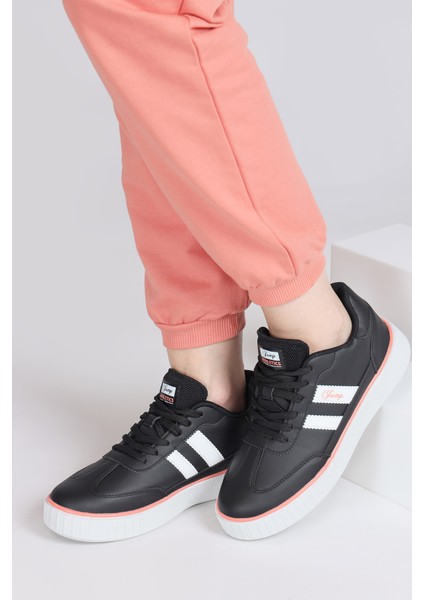 28146 Siyah - Somon Pembe Kadın Sneaker Günlük Spor Ayakkabı indirimleri