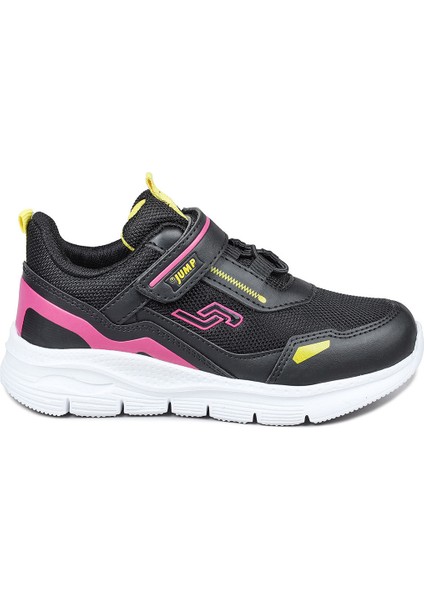 28101 Cırtlı Siyah - Fuşya Kız Çocuk Sneaker Günlük Spor Ayakkabı