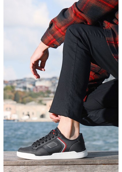 27799 Siyah - Beyaz Erkek Sneaker Günlük Spor Ayakkabı modelleri